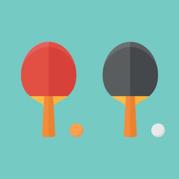Set of table tennis bats and balls isolated on background.